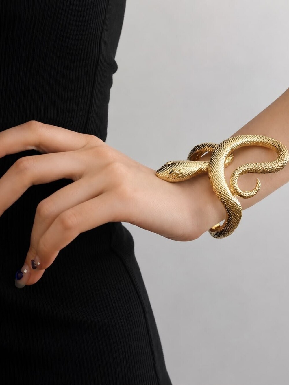 Sculpted Gold Snake Wrap Bracelet